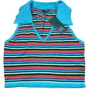 Wild Fable Women's Striped Cropped Polo Sweater Tank Top - Size Medium - NWT